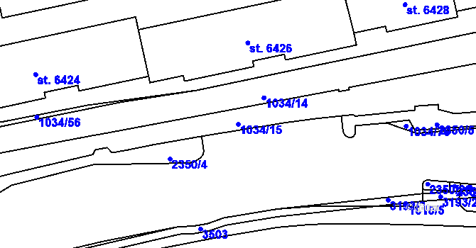 Parcela st. 1034/15 v KÚ Cheb, Katastrální mapa