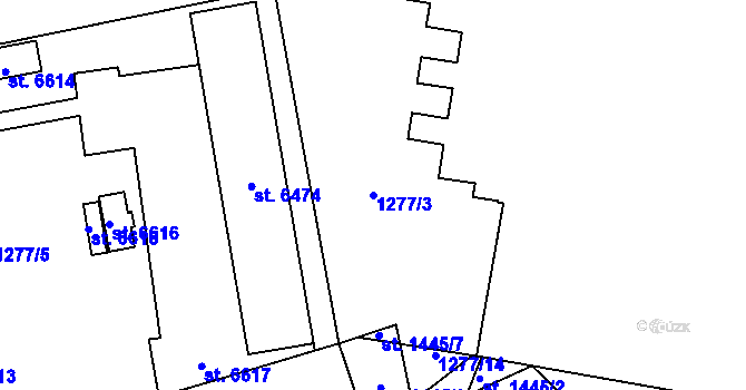 Parcela st. 1277/3 v KÚ Cheb, Katastrální mapa