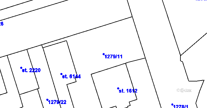Parcela st. 1279/11 v KÚ Cheb, Katastrální mapa
