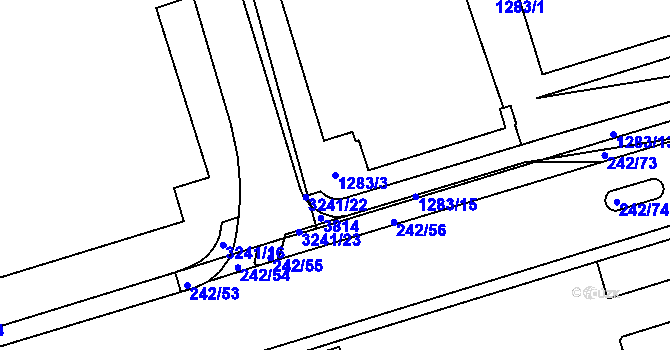 Parcela st. 1283/3 v KÚ Cheb, Katastrální mapa