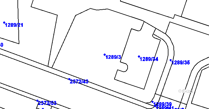 Parcela st. 1289/3 v KÚ Cheb, Katastrální mapa