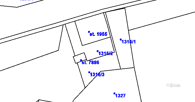 Parcela st. 1316/2 v KÚ Cheb, Katastrální mapa