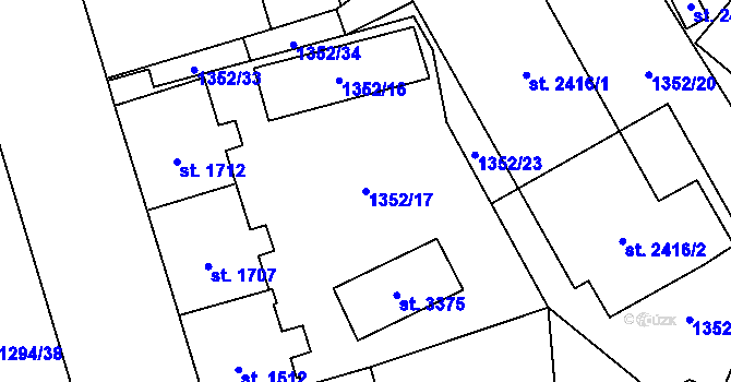 Parcela st. 1352/17 v KÚ Cheb, Katastrální mapa