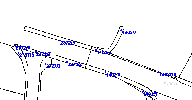 Parcela st. 1402/6 v KÚ Cheb, Katastrální mapa