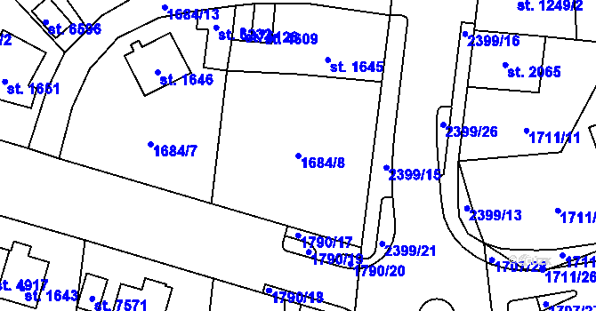Parcela st. 1684/8 v KÚ Cheb, Katastrální mapa