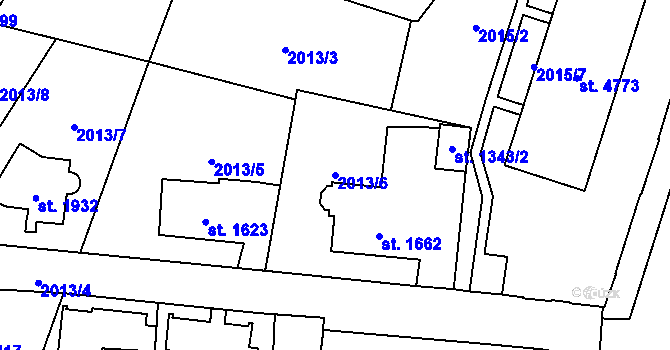 Parcela st. 2013/6 v KÚ Cheb, Katastrální mapa