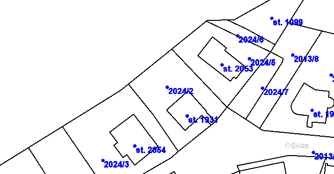 Parcela st. 2024/2 v KÚ Cheb, Katastrální mapa