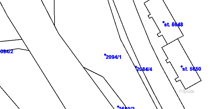 Parcela st. 2094/1 v KÚ Cheb, Katastrální mapa