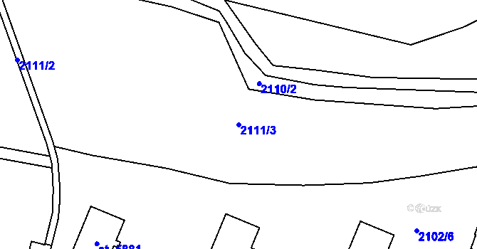 Parcela st. 2111/3 v KÚ Cheb, Katastrální mapa
