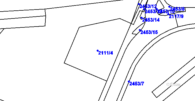 Parcela st. 2111/4 v KÚ Cheb, Katastrální mapa