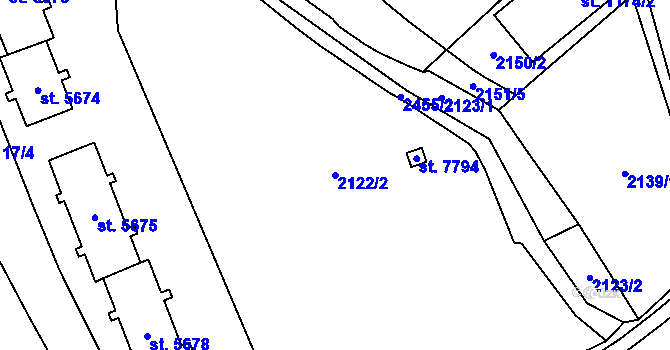 Parcela st. 2122/2 v KÚ Cheb, Katastrální mapa