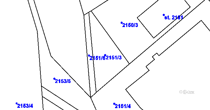 Parcela st. 2151/3 v KÚ Cheb, Katastrální mapa