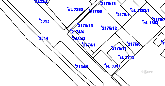 Parcela st. 2174/1 v KÚ Cheb, Katastrální mapa
