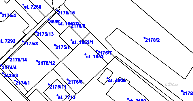 Parcela st. 2175/7 v KÚ Cheb, Katastrální mapa