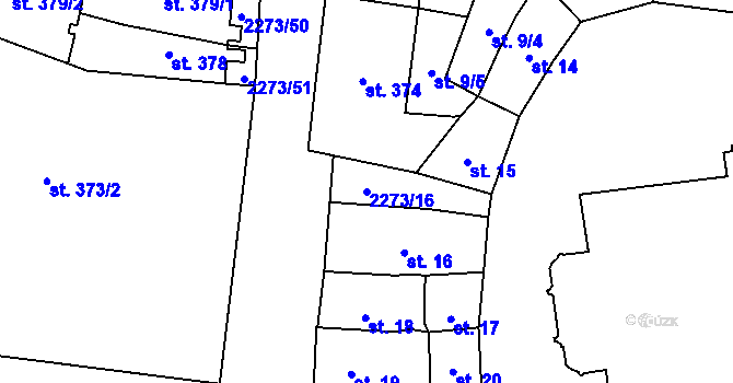 Parcela st. 2273/16 v KÚ Cheb, Katastrální mapa