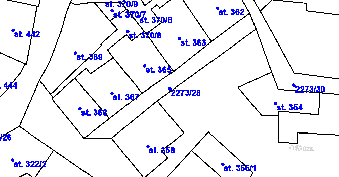 Parcela st. 2273/28 v KÚ Cheb, Katastrální mapa