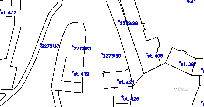 Parcela st. 2273/38 v KÚ Cheb, Katastrální mapa