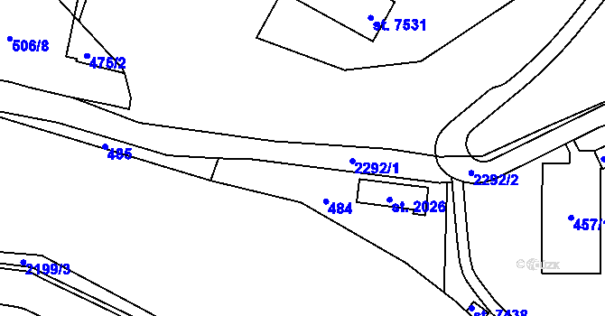 Parcela st. 2292 v KÚ Cheb, Katastrální mapa