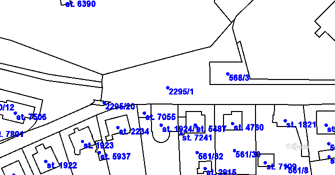 Parcela st. 2295/1 v KÚ Cheb, Katastrální mapa