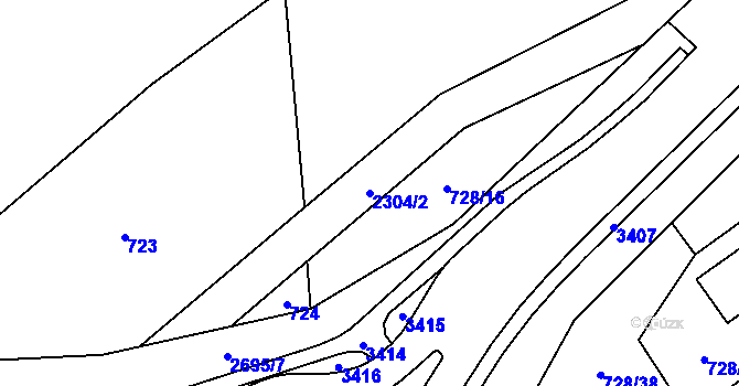 Parcela st. 2304/2 v KÚ Cheb, Katastrální mapa