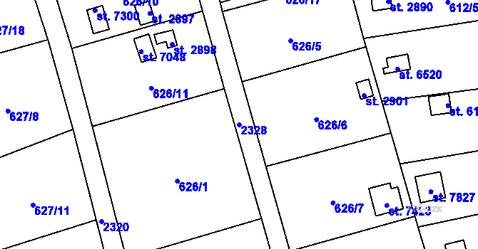 Parcela st. 2328 v KÚ Cheb, Katastrální mapa
