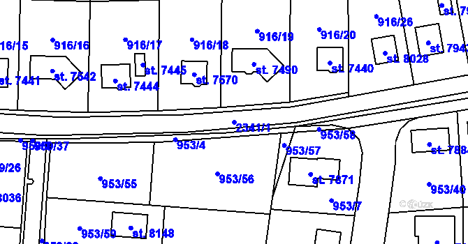 Parcela st. 2341/1 v KÚ Cheb, Katastrální mapa