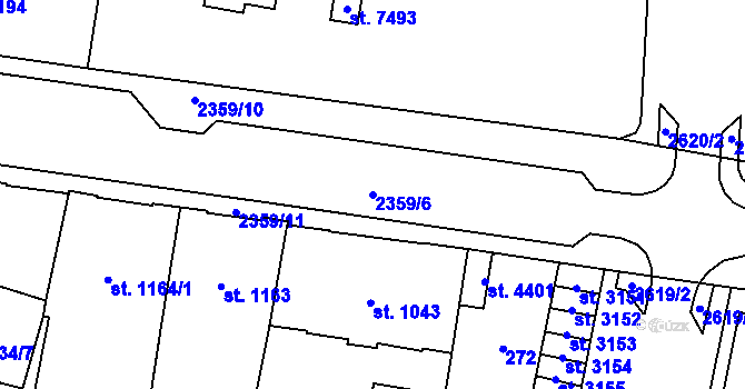 Parcela st. 2359/6 v KÚ Cheb, Katastrální mapa