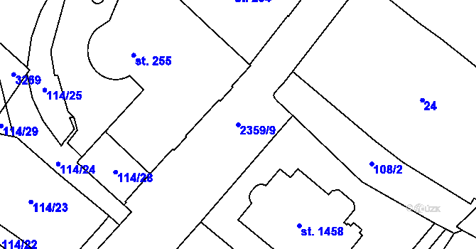 Parcela st. 2359/9 v KÚ Cheb, Katastrální mapa