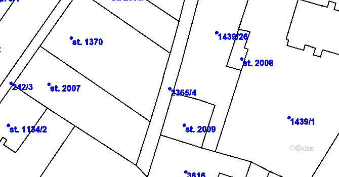 Parcela st. 2365/4 v KÚ Cheb, Katastrální mapa