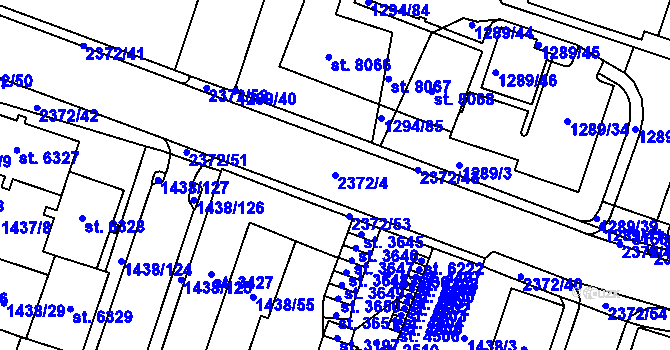 Parcela st. 2372/4 v KÚ Cheb, Katastrální mapa