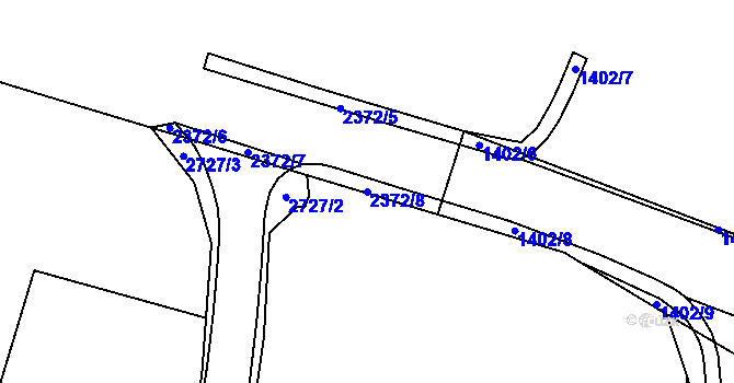 Parcela st. 2372/8 v KÚ Cheb, Katastrální mapa