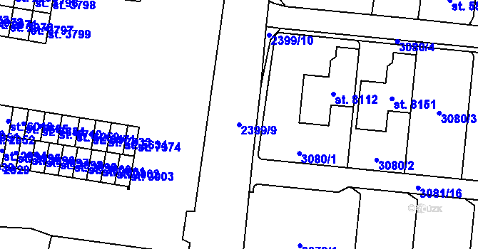 Parcela st. 2399/9 v KÚ Cheb, Katastrální mapa