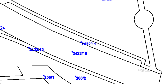 Parcela st. 2422/11 v KÚ Cheb, Katastrální mapa