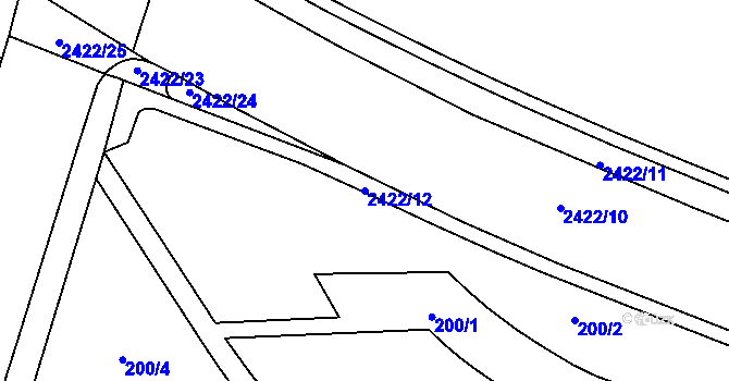 Parcela st. 2422/12 v KÚ Cheb, Katastrální mapa