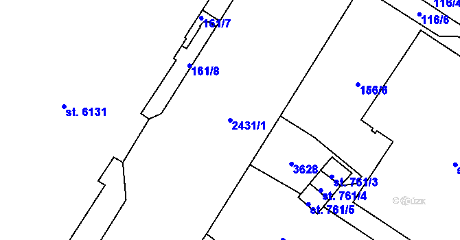 Parcela st. 2431/1 v KÚ Cheb, Katastrální mapa