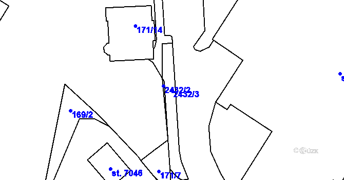 Parcela st. 2432/3 v KÚ Cheb, Katastrální mapa