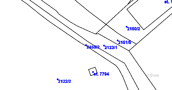 Parcela st. 2455/2 v KÚ Cheb, Katastrální mapa
