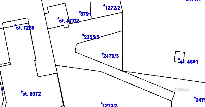 Parcela st. 2479/3 v KÚ Cheb, Katastrální mapa