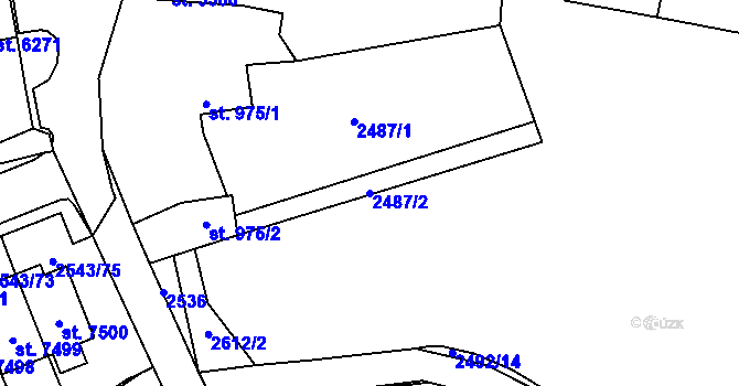 Parcela st. 2487/2 v KÚ Cheb, Katastrální mapa