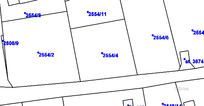 Parcela st. 2554/4 v KÚ Cheb, Katastrální mapa