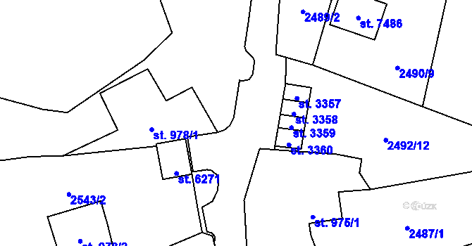 Parcela st. 2592 v KÚ Cheb, Katastrální mapa