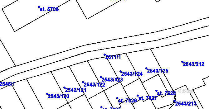 Parcela st. 2611/1 v KÚ Cheb, Katastrální mapa