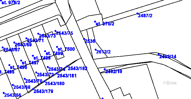 Parcela st. 2612/2 v KÚ Cheb, Katastrální mapa