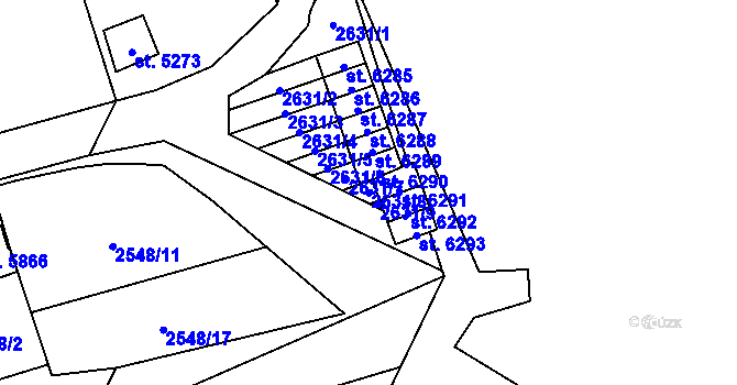 Parcela st. 2631/8 v KÚ Cheb, Katastrální mapa