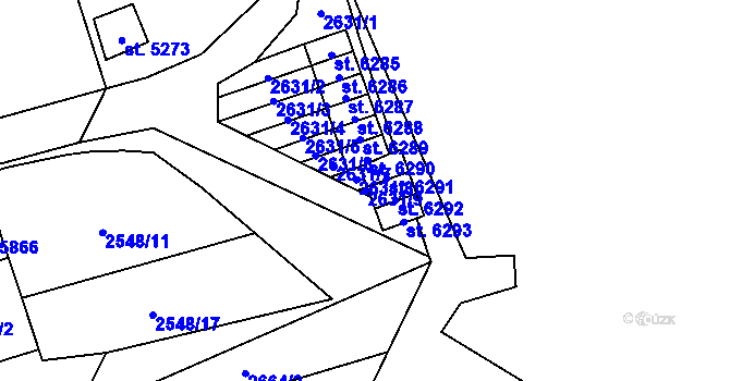 Parcela st. 2631/9 v KÚ Cheb, Katastrální mapa