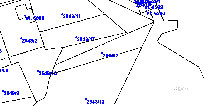 Parcela st. 2664/2 v KÚ Cheb, Katastrální mapa
