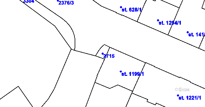 Parcela st. 2715 v KÚ Cheb, Katastrální mapa