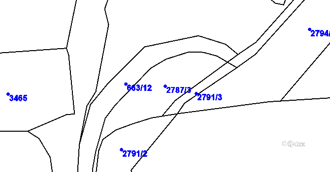 Parcela st. 2787/3 v KÚ Cheb, Katastrální mapa
