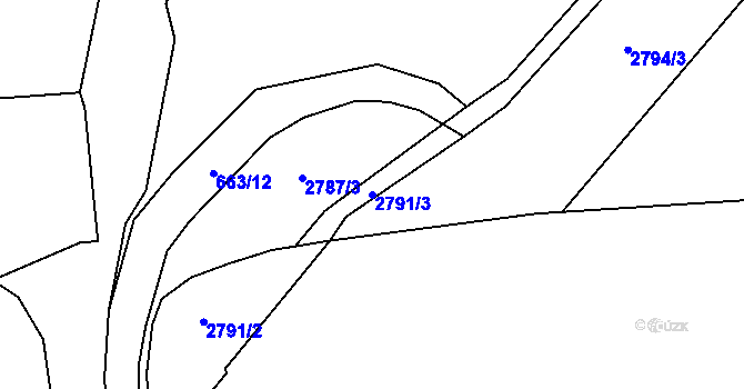 Parcela st. 2791/3 v KÚ Cheb, Katastrální mapa