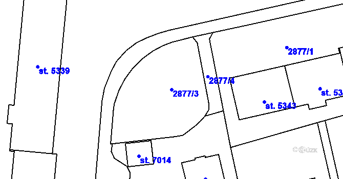 Parcela st. 2877/3 v KÚ Cheb, Katastrální mapa